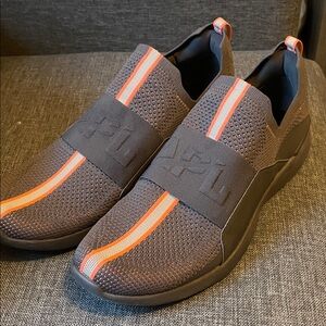 APL Men's Charcoal and Neon Orange Slip-On Sneakers
